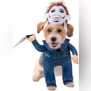 Dog Halloween Michael Myers Costume with Mask and Knife - Size S